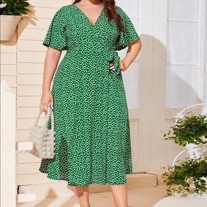 Cute green with Daisy Wrap Dress